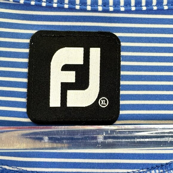 Footjoy FJ Golf Polo Shirt Mens Size XL Blue White Stripe Short Sleeve Top - Picture 2 of 5